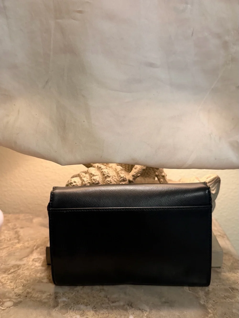 Tory Burch Black Leather Logo Clutch Wallet with Gold Emblem